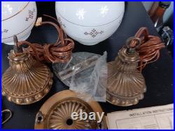 New Vintage 2 Globe Swag Light Lamp Ceiling Wall Fixture Antique Brass 60s 70s New Vintage 2 Globe Swag Light Lamp Ceiling Wall Fixture Antique Brass 60s 70s
