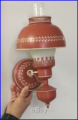Nice Pair Vtg METAL TOLE HANGING Lamp & Wall Sconce Beautiful Unique Mid Century