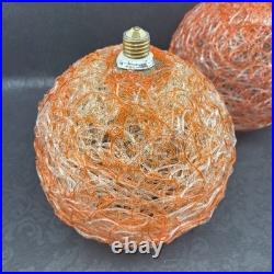 ONE MCM Vintage 10 Orange Spun Lucite Spaghetti Swag Ceiling Lamp Light Shade