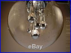 Old Vintage Chandelier Hanging Lamp SPUTNIK Blown Glass Globe DORIA Germany 60s
