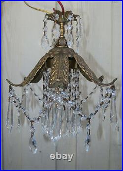 Old palm tree ceiling lamp leaf fountain Hanging Brass spelter Chandelier canopy