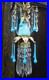 Opaline prism Vintage Blue Turquoise tole Brass hanging lamp chandelier crystal