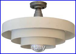 Original Kurt Versen Art Deco Saturn Ring Pendant Light Fixture Vtg Atomic Mcm