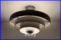 Original Kurt Versen Art Deco Saturn Ring Pendant Light Fixture Vtg Atomic Mcm