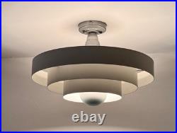 Original Kurt Versen Art Deco Saturn Ring Pendant Light Fixture Vtg Atomic Mcm