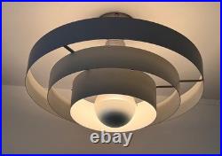 Original Kurt Versen Art Deco Saturn Ring Pendant Light Fixture Vtg Atomic Mcm