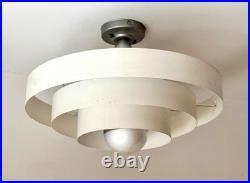 Original Kurt Versen Art Deco Saturn Ring Pendant Light Fixture Vtg Atomic Mcm