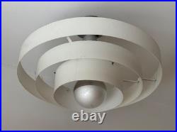 Original Kurt Versen Art Deco Saturn Ring Pendant Light Fixture Vtg Atomic Mcm