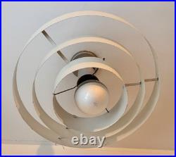 Original Kurt Versen Art Deco Saturn Ring Pendant Light Fixture Vtg Atomic Mcm