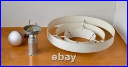 Original Kurt Versen Art Deco Saturn Ring Pendant Light Fixture Vtg Atomic Mcm