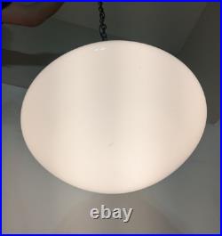 Pair (2) X-Large Vintage Milk Glass Hanging Pendant Light School Library Church