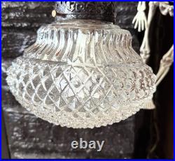 Pair Clear Glass 2-Light Hanging Swag Lamps with Black Chain & Cord, Indoor