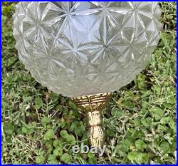 Pair Mid Century Modern Crystal Glass Globe SWAG PENDANT Light Swag Lights