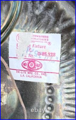 Pair Mid Century Modern Crystal Glass Globe SWAG PENDANT Light Swag Lights