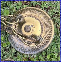 Pair Mid Century Modern Crystal Glass Globe SWAG PENDANT Light Swag Lights