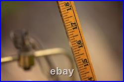 Pair Vintage Brass & Wood Frosted Glass Hanging Lights, Wired, Tested & Working