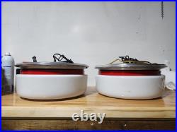 Pair Vintage Pontiac Hubcap Hanging Pendant Lights Upcycled Man Cave Swag Lamp