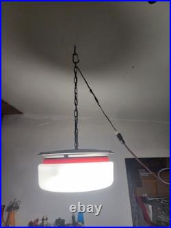 Pair Vintage Pontiac Hubcap Hanging Pendant Lights Upcycled Man Cave Swag Lamp