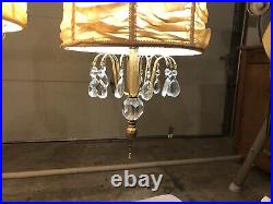 Pair Vintage Swag Ceiling Lamp Hang Light Chandelier With Prisms Pendant