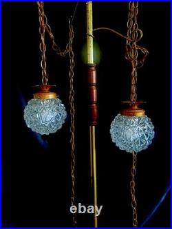 Pair of Vintage Glass Pineapple Swag Lamps Pair of Vintage Glass Pineapple Swag Lamps