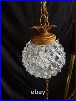 Pair of Vintage Glass Pineapple Swag Lamps