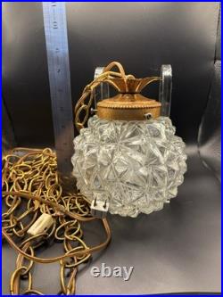 Pair of Vintage Glass Pineapple Swag Lamps