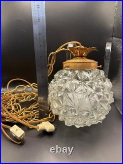 Pair of Vintage Glass Pineapple Swag Lamps