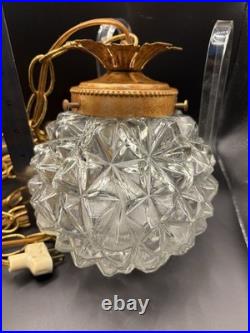 Pair of Vintage Glass Pineapple Swag Lamps