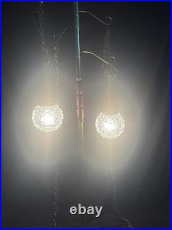 Pair of Vintage Glass Pineapple Swag Lamps