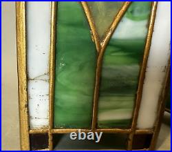 Pair of Vintage Mission Arts & Crafts Style Leaded Glass Hanging Lamps Lights