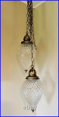 Pair of Vintage Swag Lamps MCM Hanging Pineapple Pendent Hollywood Regency