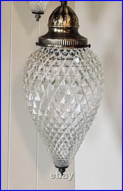 Pair of Vintage Swag Lamps MCM Hanging Pineapple Pendent Hollywood Regency