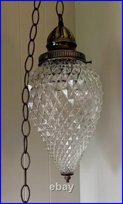 Pair of Vintage Swag Lamps MCM Hanging Pineapple Pendent Hollywood Regency