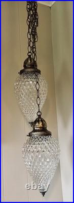 Pair of Vintage Swag Lamps MCM Hanging Pineapple Pendent Hollywood Regency