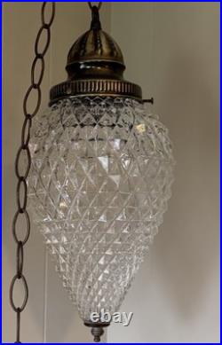 Pair of Vintage Swag Lamps MCM Hanging Pineapple Pendent Hollywood Regency