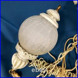 Pair of Vtg 1960s MCM Hanging Glass Globe Wired Swag Light Fixtures UNTESTED