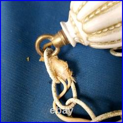 Pair of Vtg 1960s MCM Hanging Glass Globe Wired Swag Light Fixtures UNTESTED