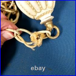 Pair of Vtg 1960s MCM Hanging Glass Globe Wired Swag Light Fixtures UNTESTED