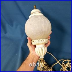 Pair of Vtg 1960s MCM Hanging Glass Globe Wired Swag Light Fixtures UNTESTED