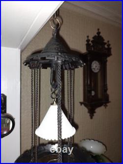 Pat'd 1875 1877 Iron Horse Cast Iron Kerosene Hanging Lamp Original Condition