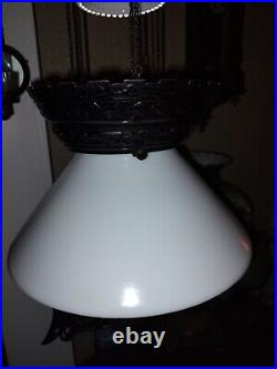 Pat'd 1875 1877 Iron Horse Cast Iron Kerosene Hanging Lamp Original Condition