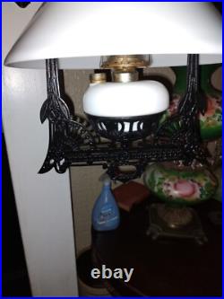 Pat'd 1875 1877 Iron Horse Cast Iron Kerosene Hanging Lamp Original Condition