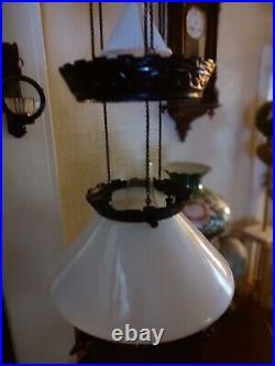Pat'd 1875 1877 Iron Horse Cast Iron Kerosene Hanging Lamp Original Condition