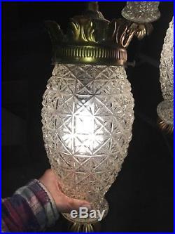 Pineapple glass swag lamp 3 tier vintage mid century hanging pendant light