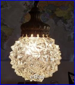 Pineapple glass swag lamp round vintage mid century hanging pendant light