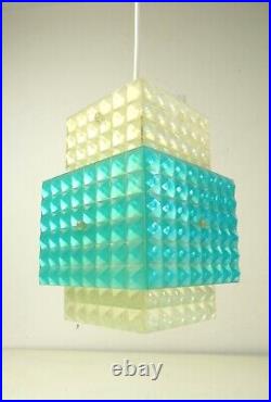 Plastic Fantastic Blue 70s MID Century Vintage Space Age Ceiling Lamp Pendant