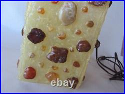 RARE 14 Chunky Lucite Rock Candy Hanging Lamp Fixture Orig Vintage MCM Atomic