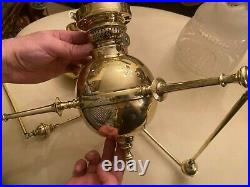 RARE Antique BEAUTIFUL Hanging Chain Lamp Crystal Glass Pendant Pendel Lamp