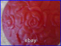 RARE Fabulous Red Satin Glass Swag Light Lamp Roses Vintage 1970s Works Tested