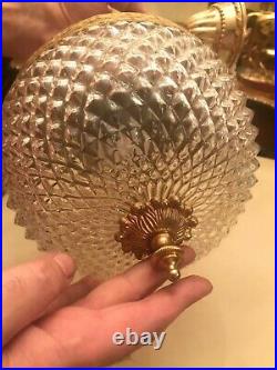 RARE Vintage BEAUTIFUL Hanging Chain Lamp Crystal Glass Pendant Pendel Lamp